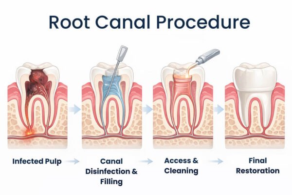Root canal illustration showing tooth anatomy
